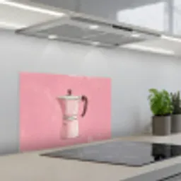 Roze - Mokkapot - Illustratie - Koffie keuken achterwand spatscherm klein -3d_schuin