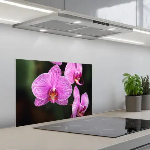 Roze orchidee keuken achterwand spatscherm klein -3d_schuin
