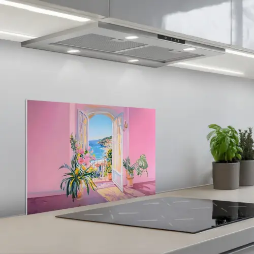 Roze - Buiten - Verf keuken achterwand spatscherm klein -3d_schuin