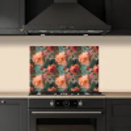 Roze - Patroon - Bloemen keuken achterwand spatscherm klein 900 -sfeer1