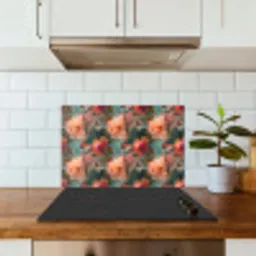 Roze - Patroon - Bloemen keuken achterwand spatscherm klein 900 -sfeer2