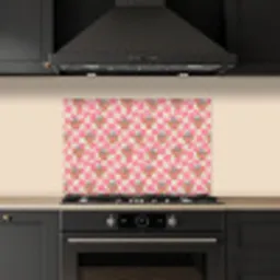 Roze - Retro - Patroon - Geblokt keuken achterwand spatscherm klein 900 -sfeer1