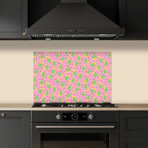Roze - Streepjes - Groen - Peer keuken achterwand spatscherm klein 900 -sfeer1