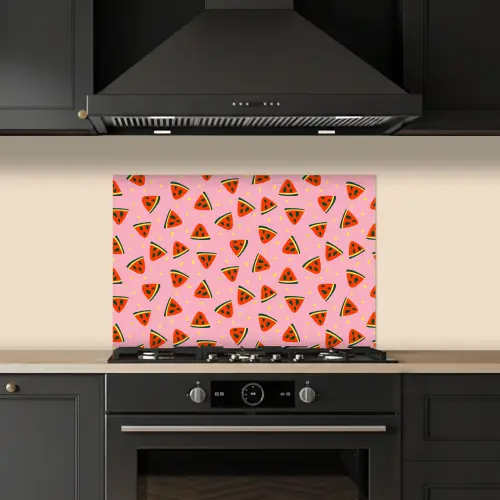 Roze - Watermeloen - Geel - Stippen keuken achterwand spatscherm klein 900 -sfeer1