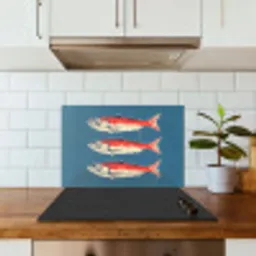 Vissen - Rood - Blauw keuken achterwand spatscherm klein -sfeer2