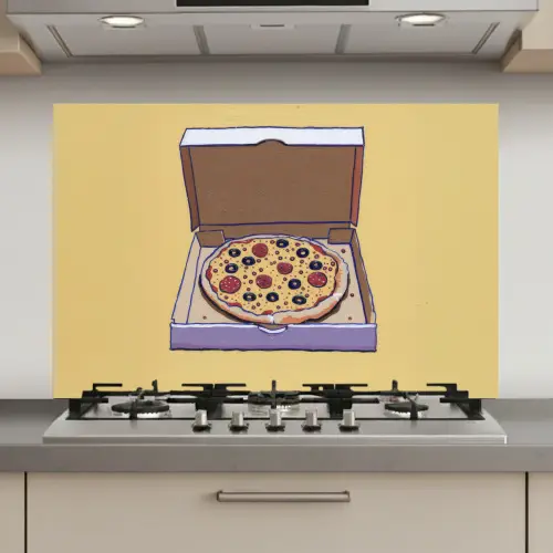 Pizza - Doos - Salami - Illustratie keuken achterwand spatscherm klein -3d_website