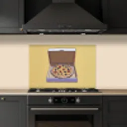 Pizza - Doos - Salami - Illustratie keuken achterwand spatscherm klein -sfeer1