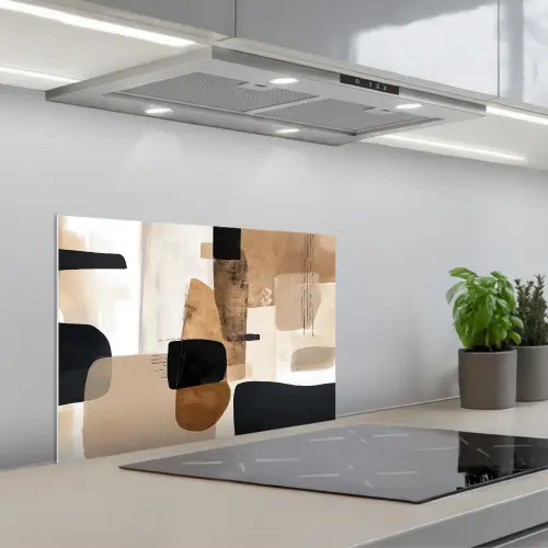 Vlakken - Abstract - Zwart - Strepen keuken achterwand spatscherm klein -3d_schuin
