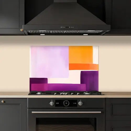 Vlakken - Abstract - Rechthoekig - Oranje keuken achterwand spatscherm klein -sfeer1