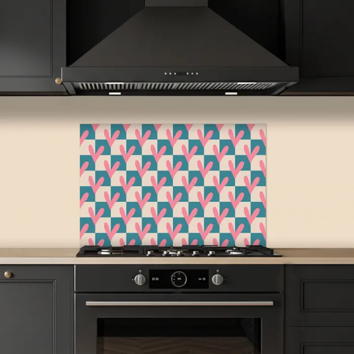 Vlakken - Hartjes - Patroon - Retro keuken achterwand spatscherm klein 900 -sfeer1