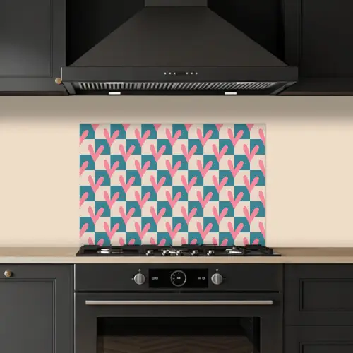 Vlakken - Hartjes - Patroon - Retro keuken achterwand spatscherm klein 900 -sfeer1