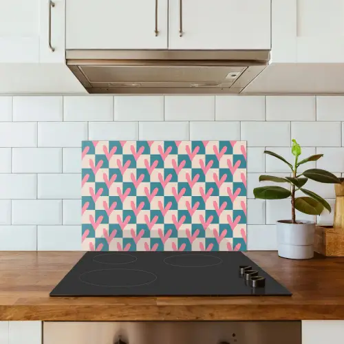 Vlakken - Hartjes - Patroon - Retro keuken achterwand spatscherm klein 900 -sfeer2