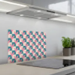 Vlakken - Hartjes - Patroon - Retro keuken achterwand spatscherm klein 900 -3d_schuin