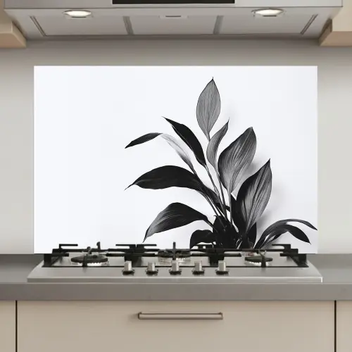 Plant - Bladeren - Minimalistisch - Zwart keuken achterwand spatscherm klein -3d_website