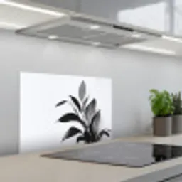 Plant - Bladeren - Minimalistisch - Zwart keuken achterwand spatscherm klein -3d_schuin