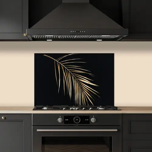Planten - Goud - Zwart - Bladeren - Luxe keuken achterwand spatscherm klein -sfeer1