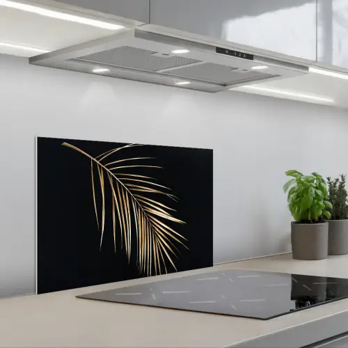 Planten - Goud - Zwart - Bladeren - Luxe keuken achterwand spatscherm klein -3d_schuin