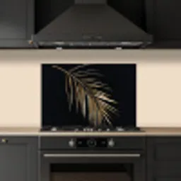 Planten - Goud - Zwart - Bladeren - Luxe keuken achterwand spatscherm klein -sfeer1