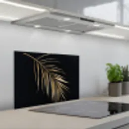 Planten - Goud - Zwart - Bladeren - Luxe keuken achterwand spatscherm klein -3d_schuin