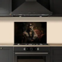 Ijsbeer - Hoed - Bril - Stoel keuken achterwand spatscherm klein -sfeer1