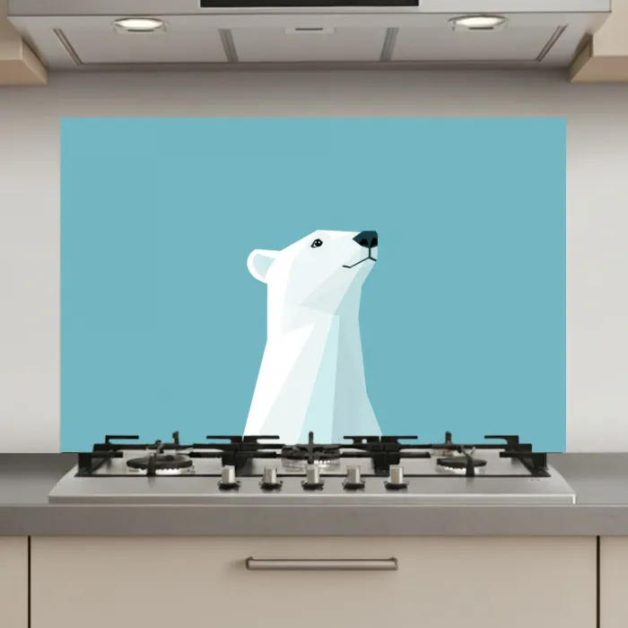 Ijsbeer - Lichtblauw - Minimalistisch keuken achterwand spatscherm klein -3d_website