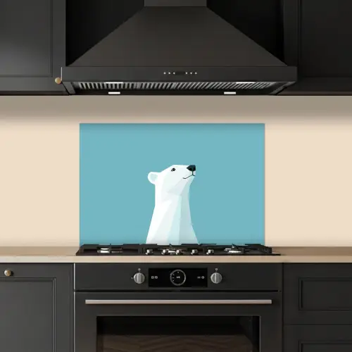 Ijsbeer - Lichtblauw - Minimalistisch keuken achterwand spatscherm klein -sfeer1