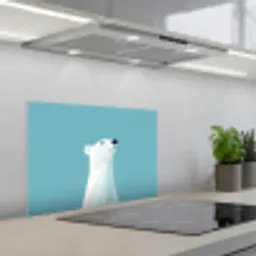 Ijsbeer - Lichtblauw - Minimalistisch keuken achterwand spatscherm klein -3d_schuin