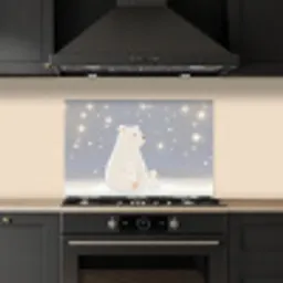 Ijsbeer - Sneeuw - Sterren - Blauw keuken achterwand spatscherm klein -sfeer1