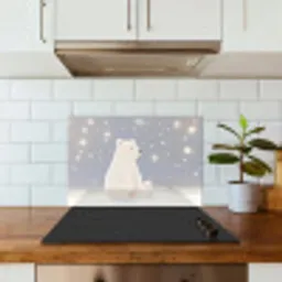 Ijsbeer - Sneeuw - Sterren - Blauw keuken achterwand spatscherm klein -sfeer2