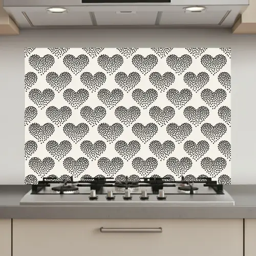 Polka - Stippen - Wit - Zwart keuken achterwand spatscherm klein 900 -3d_website