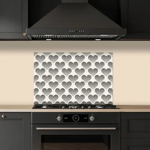 Polka - Stippen - Wit - Zwart keuken achterwand spatscherm klein 900 -sfeer1