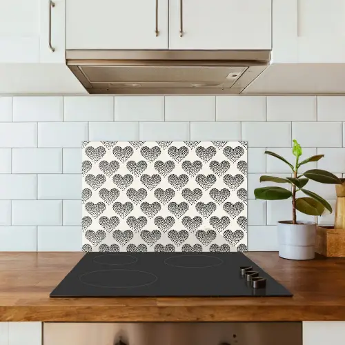 Polka - Stippen - Wit - Zwart keuken achterwand spatscherm klein 900 -sfeer2