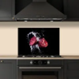 Granaatappel - Fruit - Water - Zwart - Paars keuken achterwand spatscherm klein -sfeer1