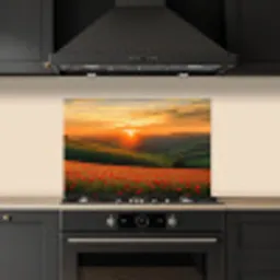 Klaprozen - Bloemen - Heuvels - Zonsondergang keuken achterwand spatscherm klein -sfeer1