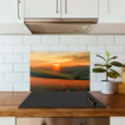 Klaprozen - Bloemen - Heuvels - Zonsondergang keuken achterwand spatscherm klein -sfeer2
