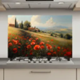 Klaprozen - Rood - Heuvels - Landschap keuken achterwand spatscherm klein -3d_website