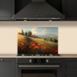 Klaprozen - Rood - Heuvels - Landschap keuken achterwand spatscherm klein -sfeer1