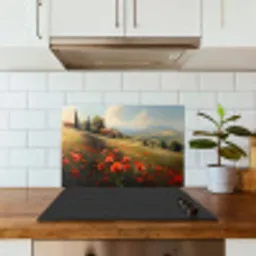 Klaprozen - Rood - Heuvels - Landschap keuken achterwand spatscherm klein -sfeer2