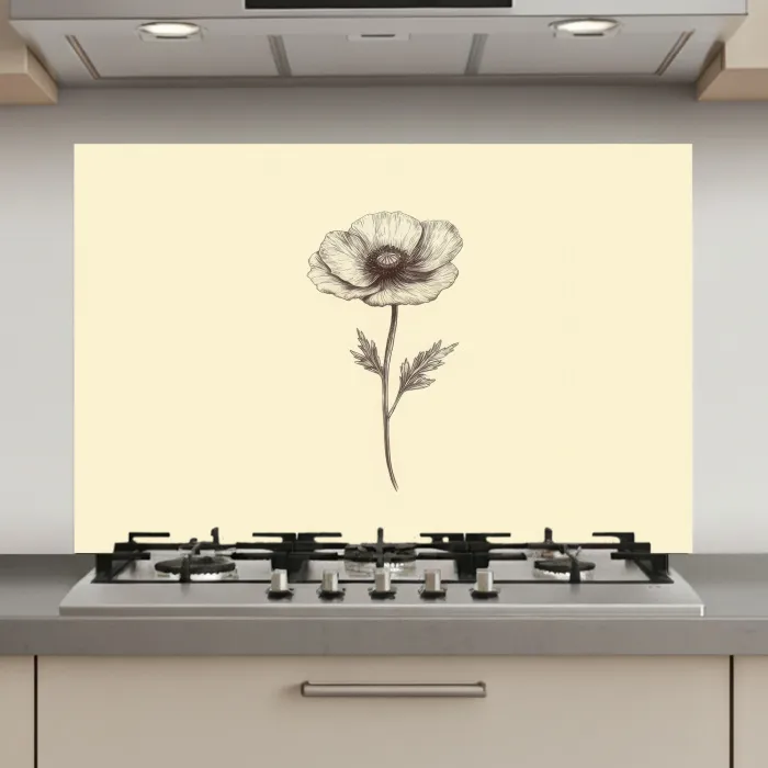 Klaproos - Illustratie - Zwart keuken achterwand spatscherm klein -3d_website
