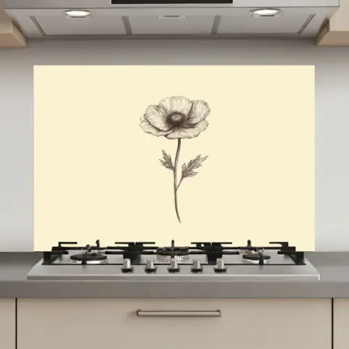 Klaproos - Illustratie - Zwart keuken achterwand spatscherm klein -3d_website