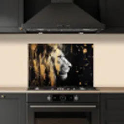Portret - Leeuw - Abstract - Goud keuken achterwand spatscherm klein -sfeer1