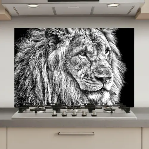 Portret - Leeuw - Zwart wit keuken achterwand spatscherm klein -3d_website