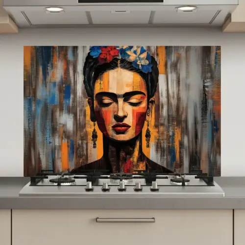 Portret - Vrouw - Bloemen keuken achterwand spatscherm klein -3d_website