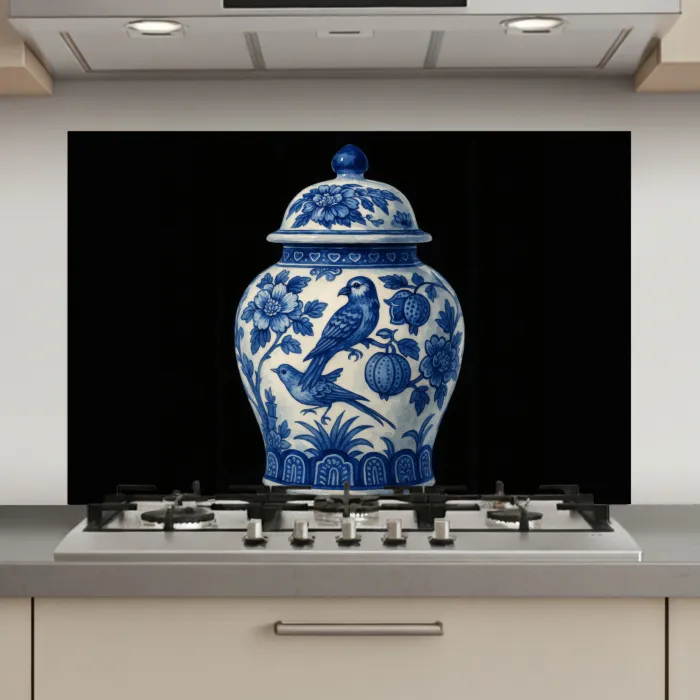 Pot - Delfts Blauw - Bloemen keuken achterwand spatscherm klein -3d_website