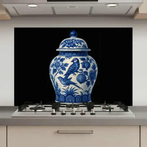Pot - Delfts Blauw - Bloemen keuken achterwand spatscherm klein -3d_website