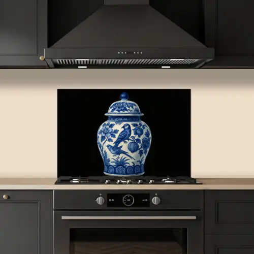 Pot - Delfts Blauw - Bloemen keuken achterwand spatscherm klein -sfeer1