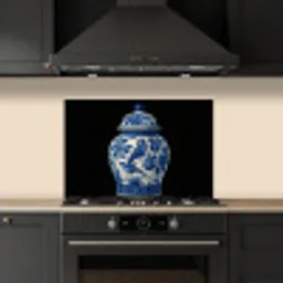 Pot - Delfts Blauw - Bloemen keuken achterwand spatscherm klein -sfeer1