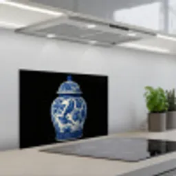 Pot - Delfts Blauw - Bloemen keuken achterwand spatscherm klein -3d_schuin