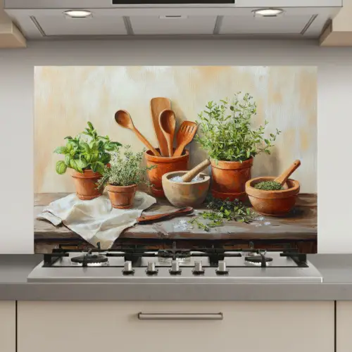 Potten - Kruiden - Hout keuken achterwand spatscherm klein -3d_website