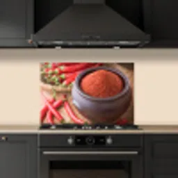 Gepoederde cayennepeper in een bakje keuken achterwand spatscherm klein -sfeer1